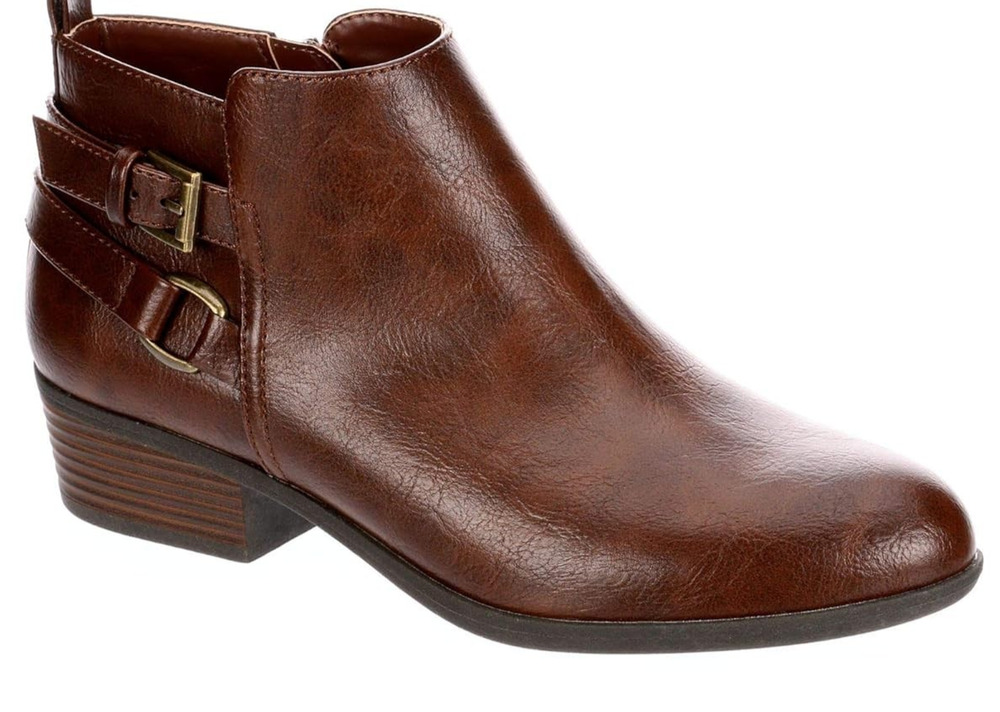 Lauren Blakwell Stacie Women's Ankle Boot Straps Brown Leather Size 9 M